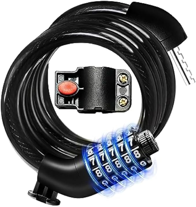 Bike Lock Cable with Combination,High Security 5-Digit Resettable Combination Bicycle Lock Anti-Theft, with Mounting Bracket for Bikes and Scooters