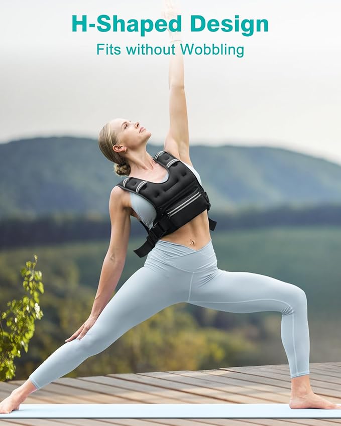 Weighted Vests for Women Men, 8 12 16 20 lb Weighted Vest with Storage Pockets, Rucking Vest with Reflective Stripe, Adjustable Straps Weight Vest for Running, Walking, Workout, Training