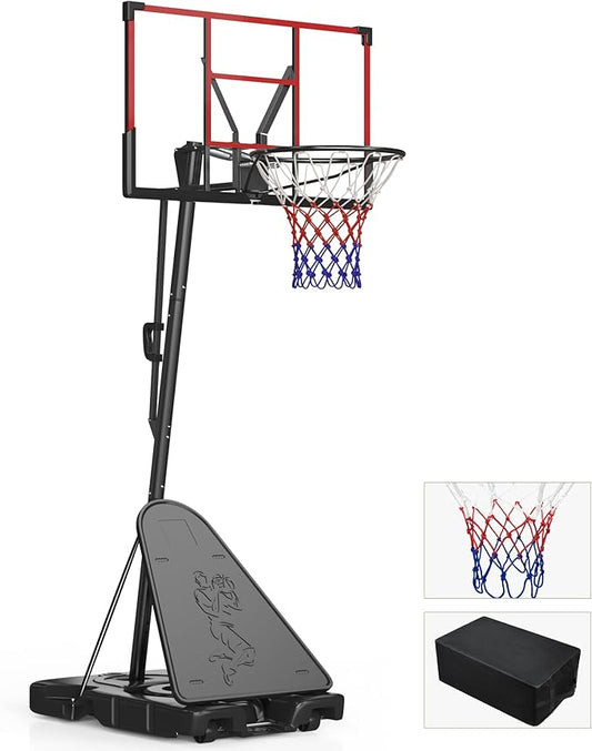 Basketball Hoop Outdoor 4.4-10FT Adjustable Kids Basketball Hoop Indoor Basketball Goal 45’’PC Shatterproof Backboard Portable Toddler Basket Ball Hoop for Kids/Adult Basketball Accessories Net