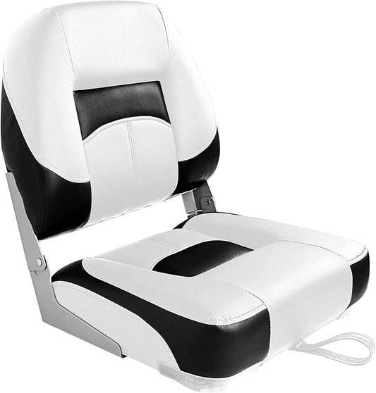 Two Tone Low Back Folding Boat Seat,White/Black