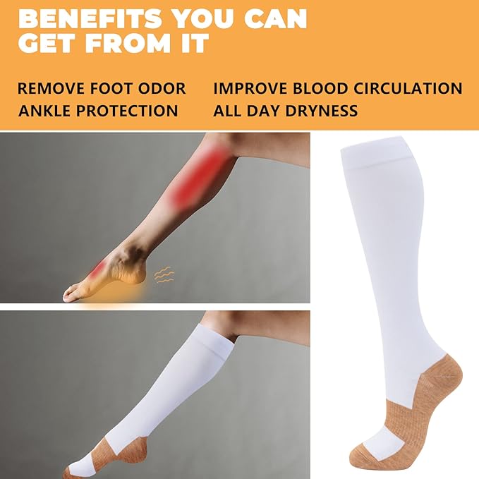 fenglaoda 8 Pairs Compression Socks for Men & Women 20-30 mmHg Knee High Nurse Pregnant Running Medical and Travel Athletic