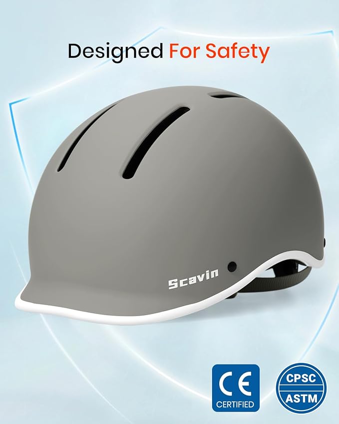 Bike Helmet for Adult: Bicyle Helmet with EPS Foam Interior for Men & Women, Adjustable Cycling Helmet with LED Light Safety Certified for Commuting