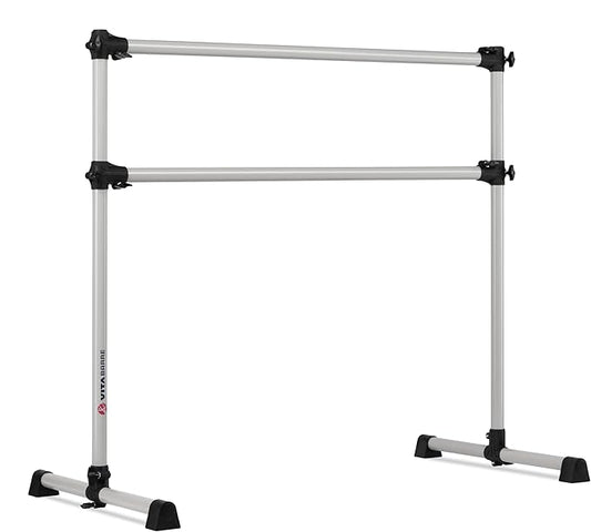 VITA Barre Portable Freestanding Double Ballet Barre, Prodigy, Aluminum | Adjustable Height, USA Made, Home or Gym Exercise Equipment for Kids & Adults | Dance, Fitness, Pilates