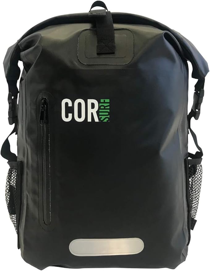 Waterproof Backpack with Laptop Sleeve | Heavy Duty Hiking, Kayak Dry Bag Backpack | Roll-Top Closure (25L Black)