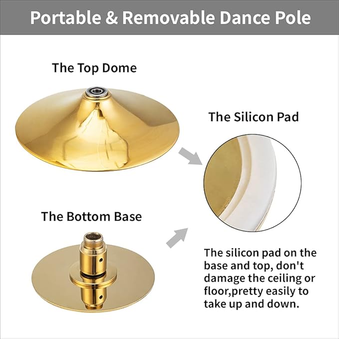 Dance Pole Set -Premium Height Adjustable 7.38-8.85ft Portable 45mm Diameter 360°Spinning Dancing Pole for Home,200KGS Capacity,Drill-Free Installation with Floor-to-Ceiling Stability