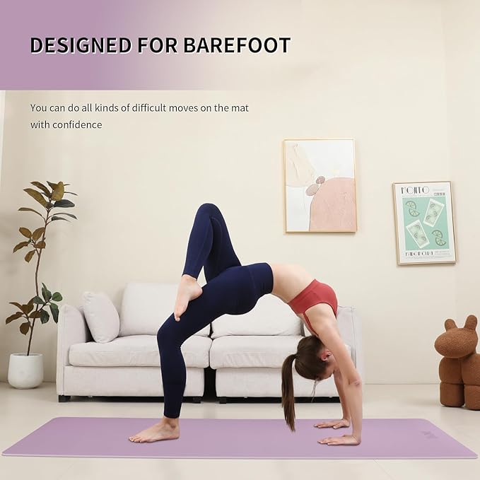 Yoga Mat Extra thick 8mm Exercise mat, Soft Lightweight TPE Fitness Mat with strap, High Elasticity, Anti-fatigue,non-slip mat for Women, Yoga, Camping, Travel, Gym & Outdoor | 72"L x 0.32"Th