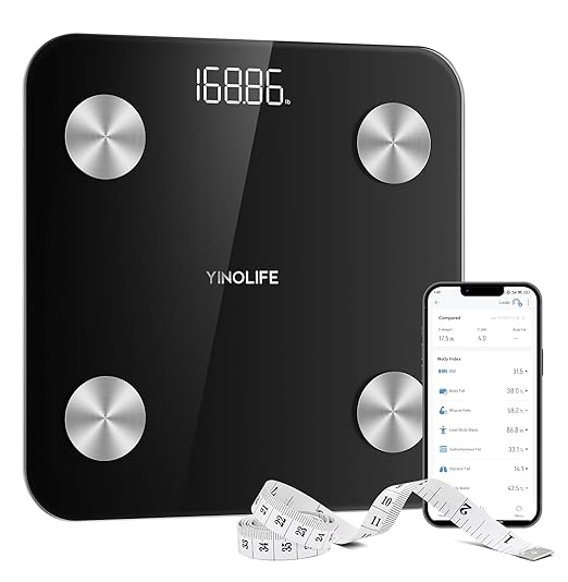 Scale for Body Weight, Digital Smart Bathroom Weight Scale with BMI, Body Fat, Muscle Mass, Accurate 20 Body Composition Scale, 10.2" Compact Platform with APP, 400lb, Black