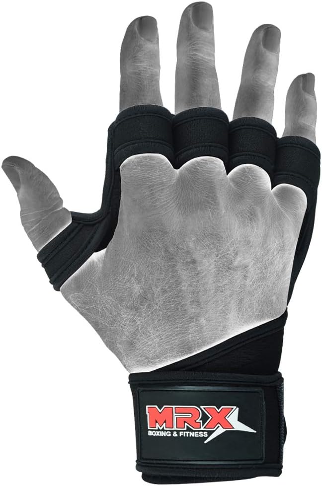 MRX BOXING & FITNESS Workout Gloves for Men and Women Ventilated Weight Lifting Gloves with Wrist Wraps Sticky Palm Protection with Extra Grip Gym Gloves for Exercise Pull Ups, Cross Training