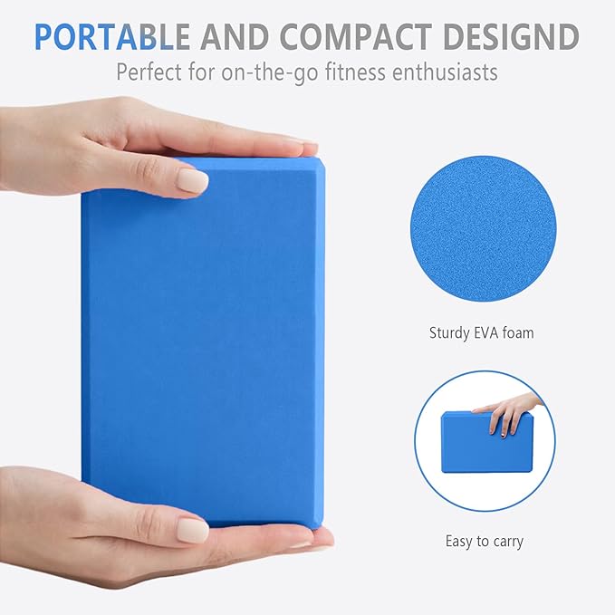 2 Pack 9‘’x6‘’x4‘’ Yoga Blocks with Stretch, Durable Yoga Foam Blocks, High Density & Non Slip Surface for Yoga, Pilates, Stretching, Dance, Ballet, Gymnastics,Fitness for Stability & Balance