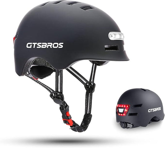 Bike Helmets for Adults - Front and Rear LED Lights Adjustable Bicycle Helmet for Adults Men Women Scooter Helmet for Commuting, Road Biking, Skating, Scooter