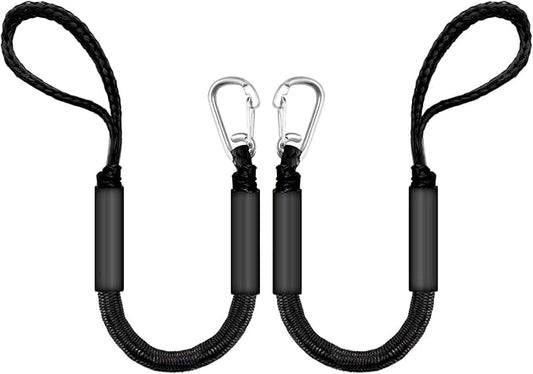 Bungee Dock Lines for Boats, 2 Feet, Pack of 2 (Black)