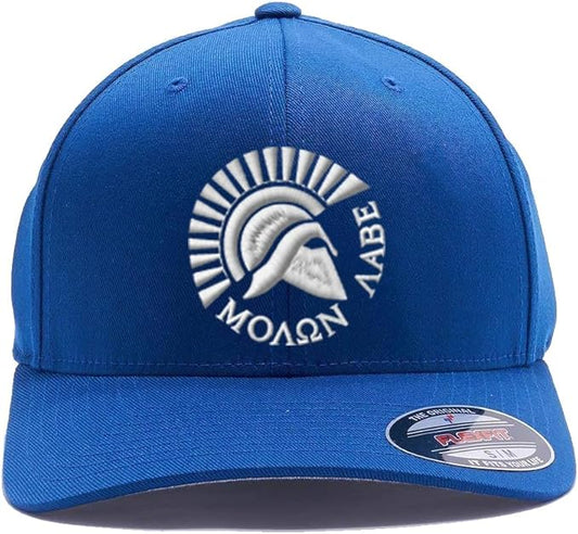 Spartan Warrior Helmet Molon Labe - Come and Take It Custom Embroidered Flex Fitted Baseball Hat