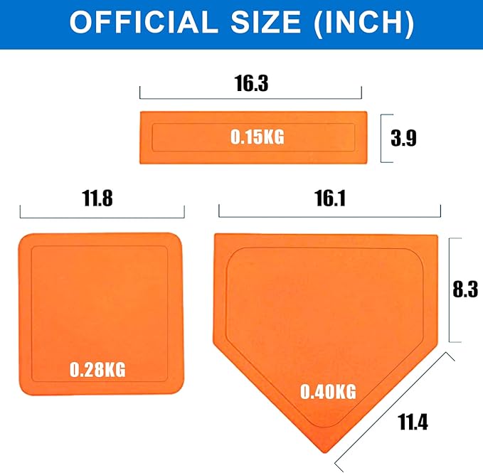 Baseball & Softball 5 Piece Base Set + 5 Piece Plastic Training Balls - Improve Power and Agility - Baseballs Accessories Fun for All Ages