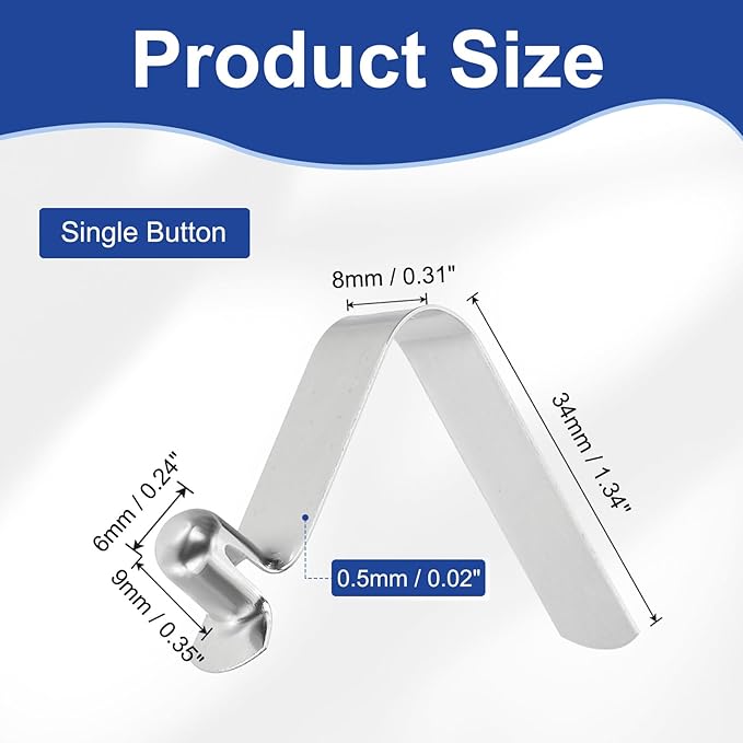 HARFINGTON Single Button Kayak Paddle Snap Spring Clip Spring Steel V-Shaped Hollow Lift Telescopic Locking Tube Pole Clips for Tent Umbrella Camping