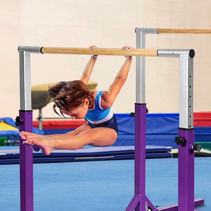 Costzon Double Horizontal Bars, Junior Gymnastic Training Parallel Bars w/11-Level 38-55" Adjustable Heights, 264lbs Capacity, Ideal for Indoors, Outdoor, Home Practice