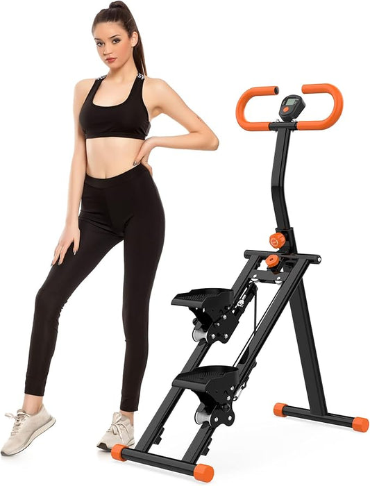 Stair Stepper for Home, Folding Vertical Climber Workout Machine for Full-Body Exercise Stair Stepper with Stable Frame Adjustable Handlebar & Pedals