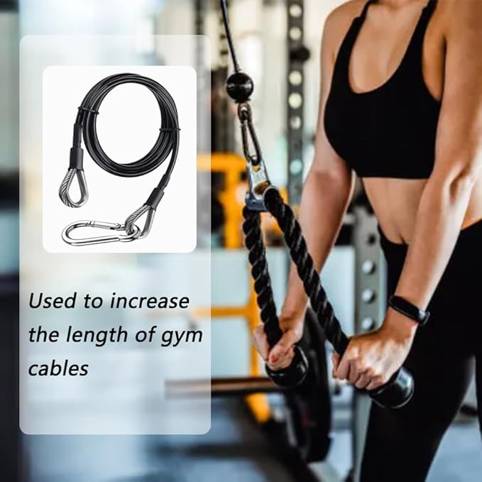 2 Pack 39 Inch Fitness Extension Cable,Fitness Extension Rope Attachments Home Gym Cable Pulley System Fitness Cable for Tricep Pull Down and Leg Exercise Home Gym Machine Accessories