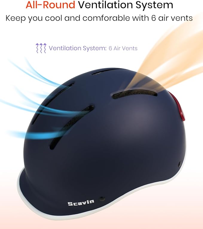 Bike Helmet for Adult: Bicyle Helmet with EPS Foam Interior for Men & Women, Adjustable Cycling Helmet with LED Light Safety Certified for Commuting