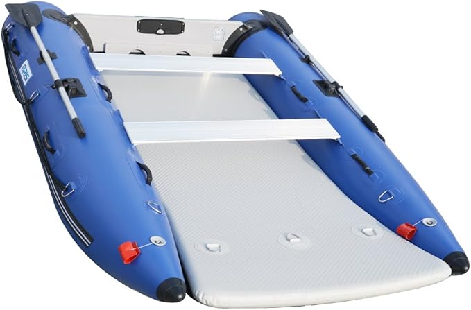 BRIS 11 ft Inflatable Catamaran Inflatable Boat Inflatable Dinghy Mini Cat Boat Blue