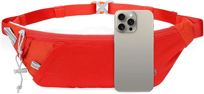 INOXTO Slim Running Belt Fanny Pack for Women and Men Sports Waist Bag Pack with 300ml Water Bottle for Running Walking Cycling Hiking Reflective Running Pouch Belt for All Phones (Orange)