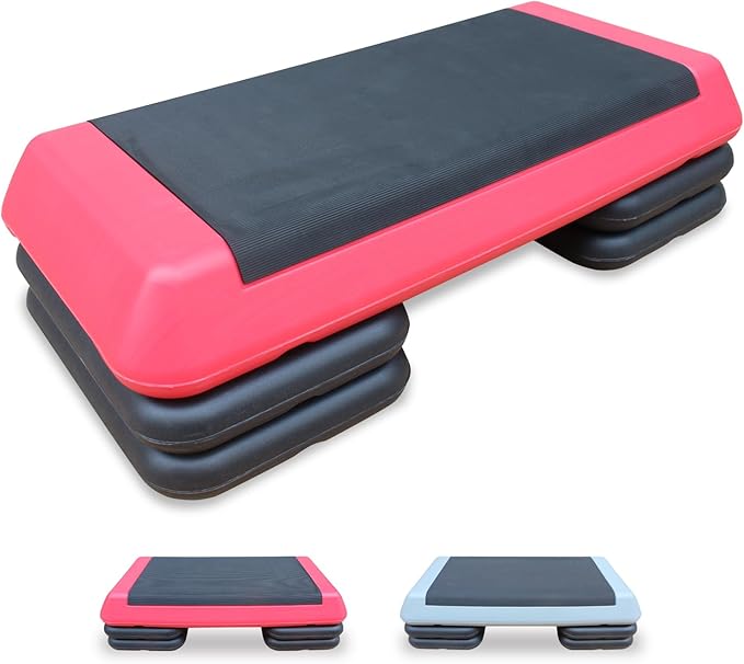 Aerobic Step Platform 30" × 14" Height Adjustable Workout Step for Fitness Strength Training with Risers Exercise Platform for Home Gym