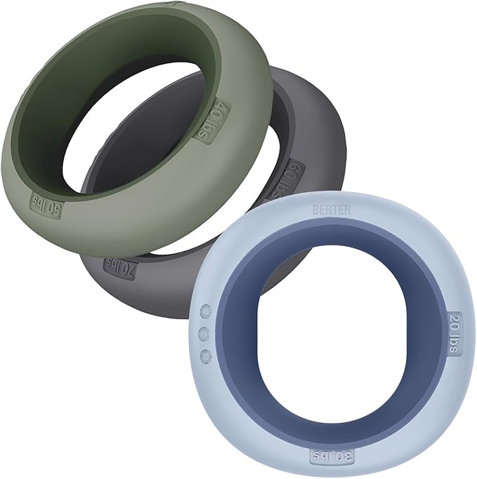 BERTER Hand Grip Strengthener, Grip Strength Trainer, Fingers Exerciser Set, Silicone Rings for Muscle Training Sports Rock Climbing Finger Rehabilitation Training, Home and Office (3 PCS)