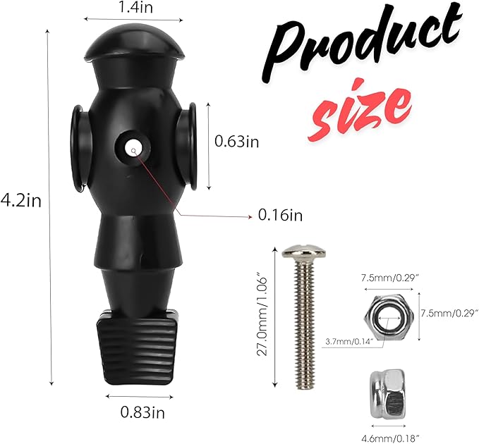 26pcs Foosball Replacement Players, Foosball Table Parts Set Accessories, Soccer Men Player Set, Plastic Replacement Parts for Football Table (13 Black, 13 White)