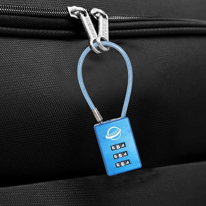 3 Digit Cable Combination Lock 5 inches Cable for School Gym Locker,Filing Cabinets,Helmet,Toolbox,Luggage Suitcase,knapsack,Blue 2Pack