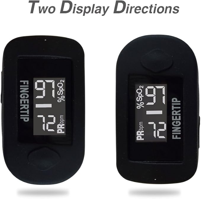 Concord Fingertip Pulse Oximeter with Reversible Display - Blood Oxygen Saturation Monitor with Carrying Case, Batteries and Lanyard - Easy to Use, Accurate SpO2 & Pulse Measurement (Black Ox)