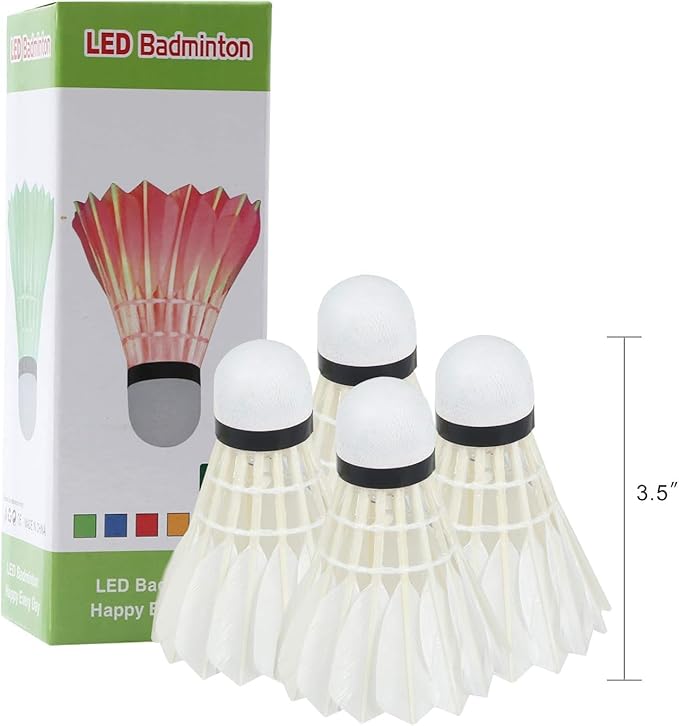 Arespark LED Badminton Shuttlecock, Dark Night Colorful LED Goose Feather Glow Birdies Lighting, Light Up Shuttle-Cocks Badminton Balls for Outdoor & Indoor Sports Activities