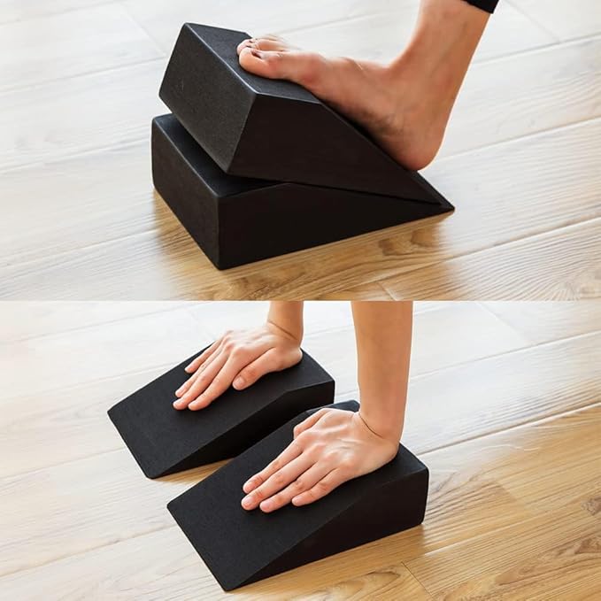 StrongTek Yoga Foam Wedge Blocks (Pair) Soft Wrist Wedge, Supportive Foot Exercise Accessories, Balance, Strength, Stretch, Pilate, Fitness, Squat, Pushup, Plank, EVA Riser Block