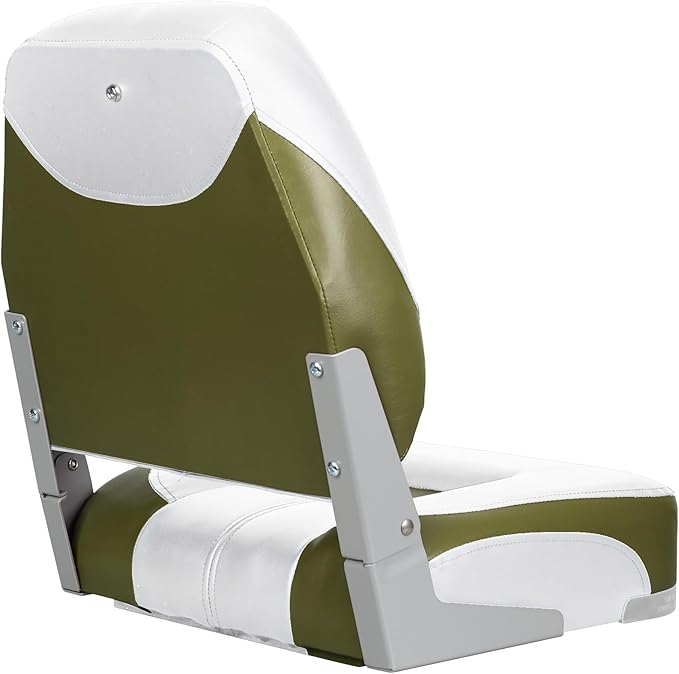 Two Tone Low Back Folding Boat Seat,White/Green/Grey