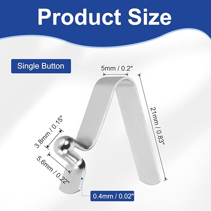 HARFINGTON Single Button Kayak Paddle Snap Spring Clip Spring Steel V-Shaped Hollow Lift Telescopic Locking Tube Pole Clips for Tent Umbrella Camping