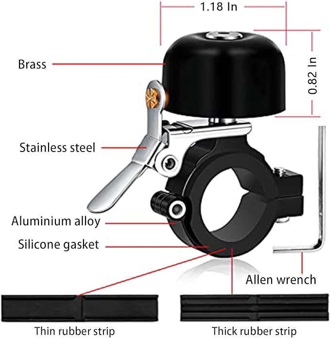 Greallthy Bike Bell Classic Brass Bicycle Bell,Bike Bells for Adults Kids,Loud Sound Bells Fit for 0.87-1.25in/22.2-31.8mm Bicycle Handlebars,Road Mountain Bike Accessories.