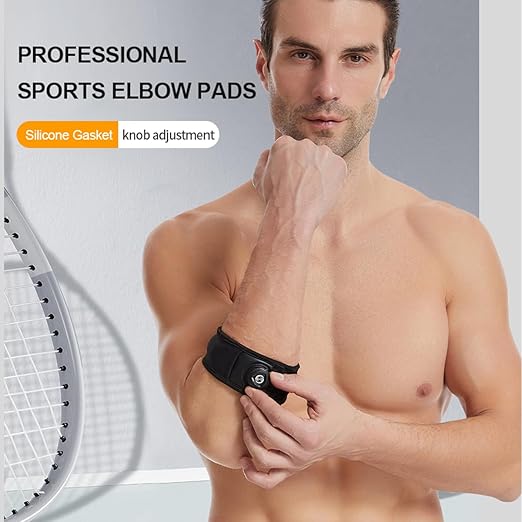 Tennis Elbow Brace for Men & Women, 2 Pack Elbow Support Strap for Golfers, Basketball, Baseball, Badminton, Weightlifting - Tendonitis, Arthritis, Pain Relief, with Knob style Automatic Buckle