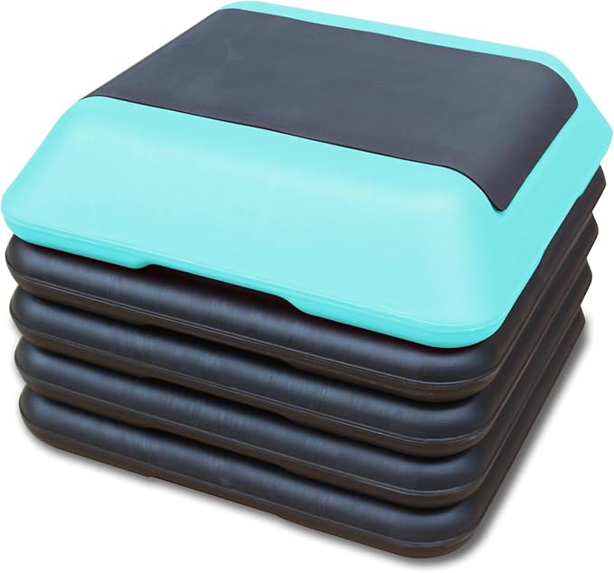 16" x 16" Adjustable Aerobic Step Platform with 4 Risers, Workout Stepper Platform for Home Gym Fitness Exercise