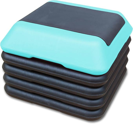 16" x 16" Adjustable Aerobic Step Platform with 4 Risers, Workout Stepper Platform for Home Gym Fitness Exercise