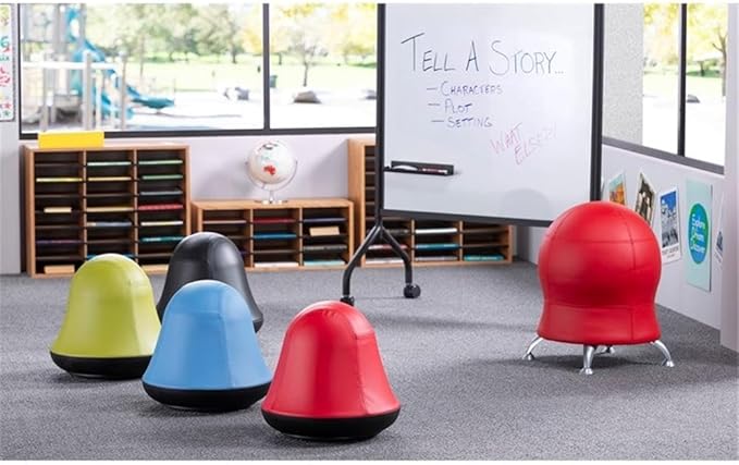 Safco Products 4761GV Runtz Swivel Ball Chair, Green, 360-Degree Rotation, Anti-Burst Exercise Ball, Easy-to-Clean Vinyl Seat, Promotes More Activity While Seated