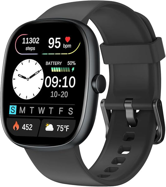 Fitness Tracker 2025 Ver. (Answer/Make Calls), 1.85" Smart Watch Fitness Watches for Women Men with 24/7 Heart Rate Blood Oxygen Monitor Sleep Tracker 100+ Sport Modes IP68 Waterproof (Black)