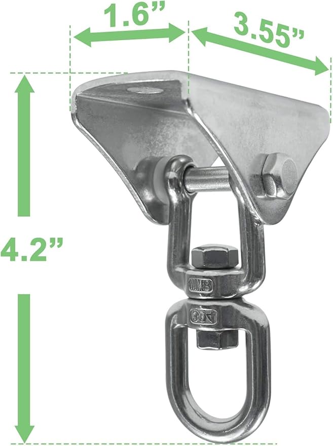 Yes4All Punching Bag Hanger, Stainless Steel Swivel Chain with 4 Snap Hooks for Heavy Bag, Gym Swing, Trapeze, and Hammock