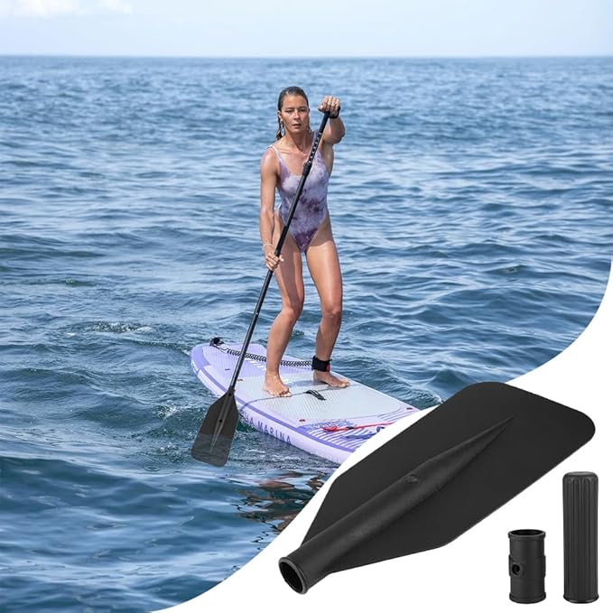 Kayak Paddle Blade, Kayaking Canoe Floating Paddles Oar Small Boat Leaf Replacement Part Kit Inflatable Kayaks Paddle Handle Adjustable Lightweight Accessories Portable Dinghy Fishing with Screw Black