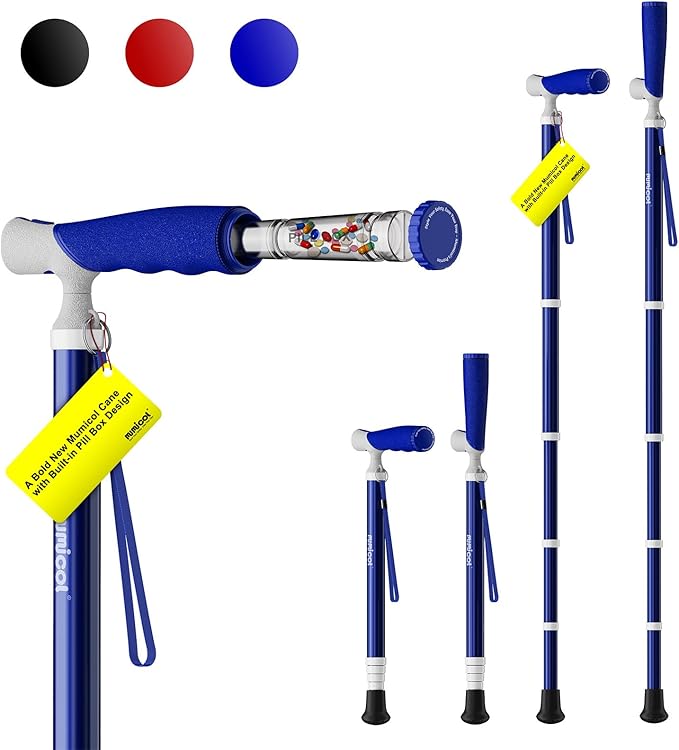 Canes for Women for Stability, Walking Cane for Men, Folding Canes for Women Adjustable for Travel, Dual Modes Handle (Sticks or Canes) with Daily Pill Box