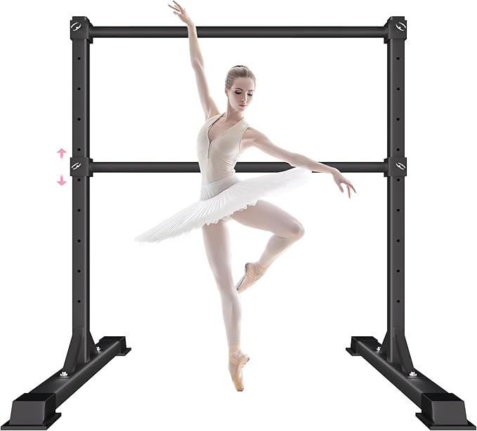 Ballet Barre for Home, Height Adjustable Ballet Bar, Freestanding Portable Ballet Barre, 4 Non-slip Bases Stable Dance Bar, Heavy Duty Metal Durable Ballet Equipment for Kids and Adult Commons