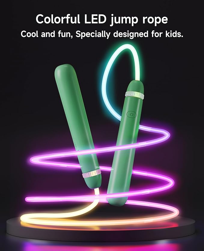 LED Light Up Jump Rope for Kids and Adult, Adjustable Glowing Skipping Rope for Boys and Girls, Colorful Luminous Jumping Rope for Fitness and Workout
