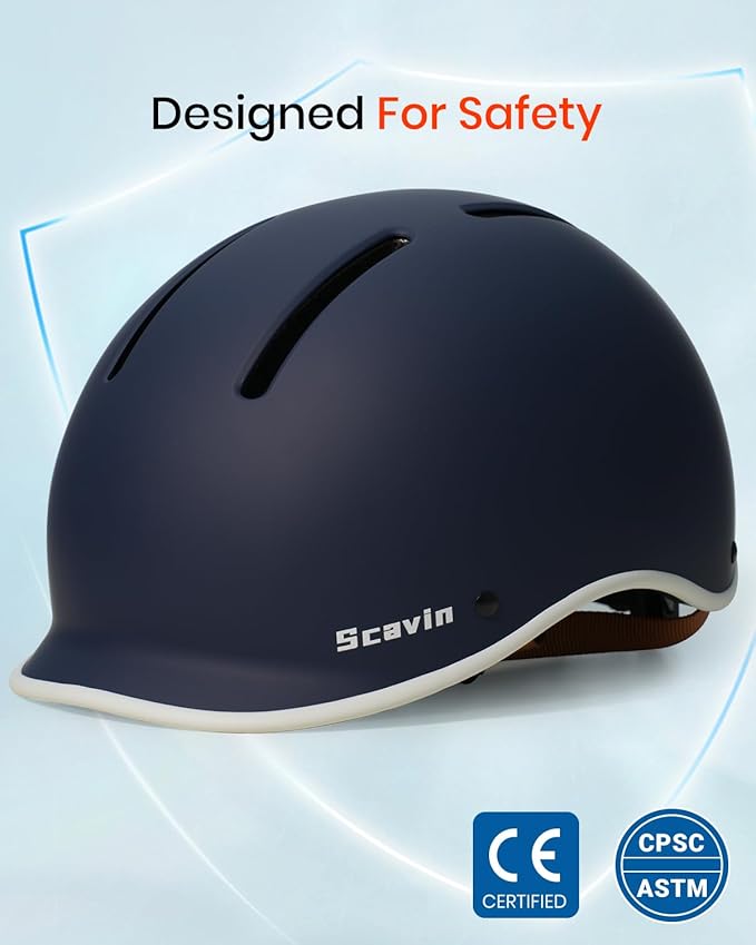 Bike Helmet for Adult: Bicyle Helmet with EPS Foam Interior for Men & Women, Adjustable Cycling Helmet with LED Light Safety Certified for Commuting