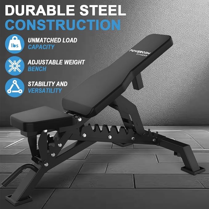 Strength Weight Bench 32 Adjustable Positions Training Benches - Heavy Duty Home Gym Equipment with 1300 LBS Weight Capacity Durable Steel Construction Incline Decline Bench for Full Body Workout