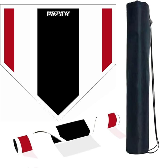 Baseball Home Plate - 17" Tri-Color Blended Rubber Mat for Pitching & Hitting Practice,Softball Training | 0.6lbs Lightweight,Portable Design with Carry Bag,All-Weather Baseball Bases