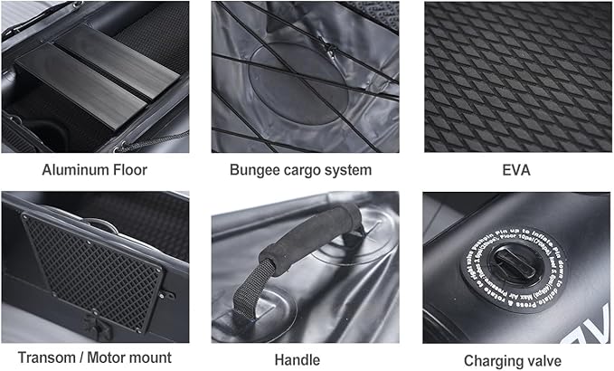 2 Person Inflatable Kayak Fishing PVC Kayak The Dimension 130'' *43'*11.8'' Inflatable Kayak Rescue Rubber Rowing Kayak with Pump Aluminum Alloy Seat Paddle Inflatable Mat, Repair Kit, Fin