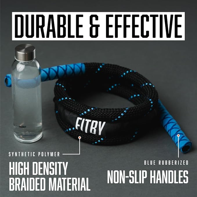 Weighted Jump Rope - 2.9lbs, 9.9 Feet Long Jump Ropes for Fitness, Home Workout Rope, Skipping Rope for Exercise, Total Body Workout Equipment, Durable Jumping Rope by Fitby