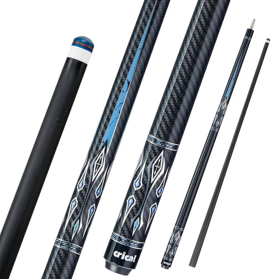 CRICAL Carbon Fiber Pool Cue Stick 58" Billiard Cue Sticks Professional Low Deflection Pool Sticks with 3/8 * 8 Pin Joint and 12.5mm Tip